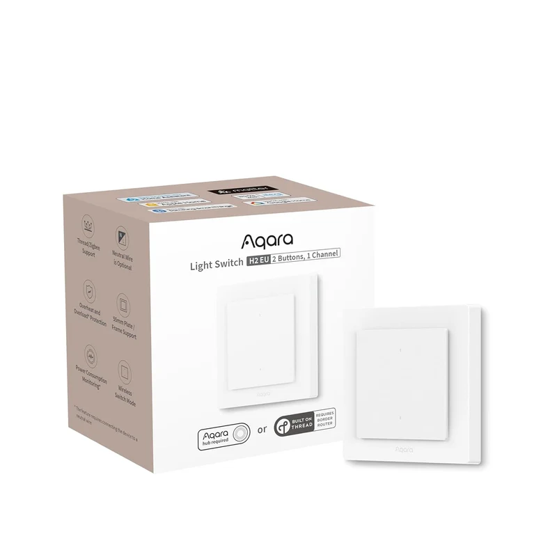 AQARA Interrupteur mural H2 EU (2 boutons, 1 canal)
