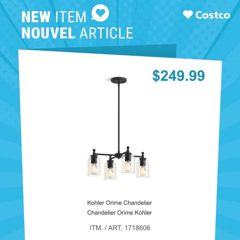 Kohler Orime 20 in. Adjustable Chandelier, Black