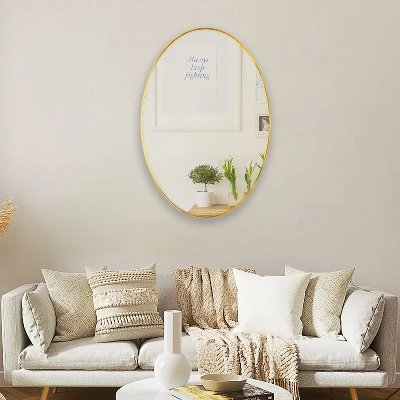 Appollo Prescott 61 cm x 86 cm (24 in. x 34 in.) Oval Modern Gold Metal Framed Mirror