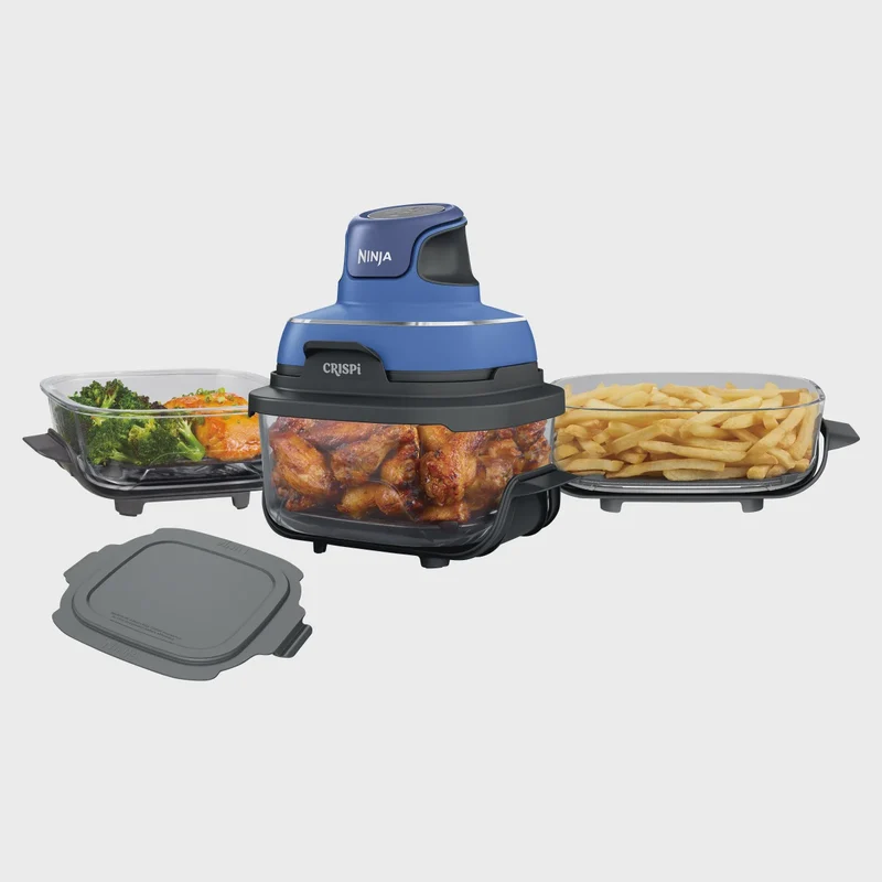 Ninja Crispi 5-in-1 Portable Glass Air Fry Cooking System, 3 Containers & Cover