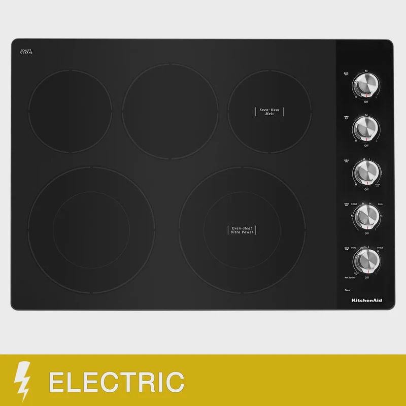 KitchenAid 30 in Electric 5 Elements Cooktop with Stainless Steel Knobs Model KCES550HSS