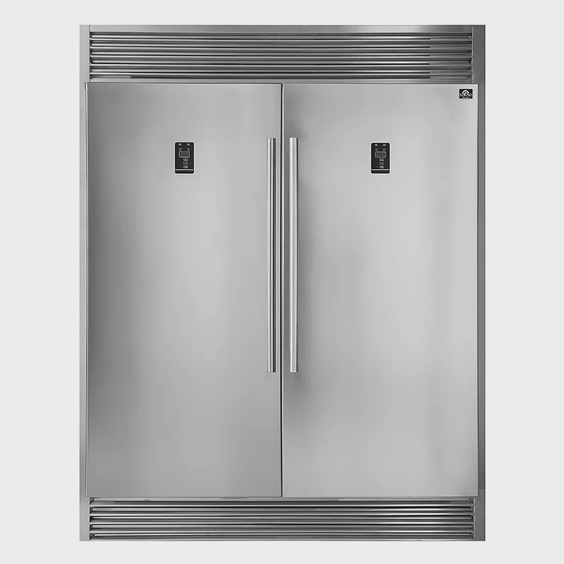Forno Rizzuto 60 in 27.6 cu ft Side by Side Refrigeration Pair with Convertible Refrigerator and Freezer and 60 in Decorative Trim Kit