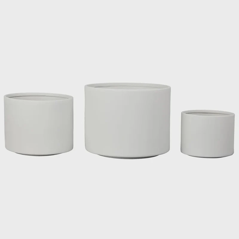 Ceramic Indoor/Outdoor Round Planters 6+8+10 Inch, Set of 3, White