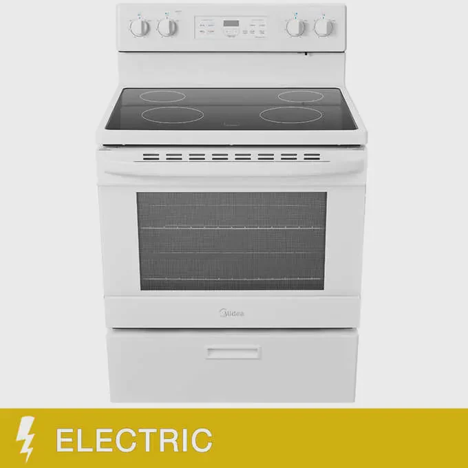 Midea 30 in. 5.1 cu.ft White Freestanding Smoothtop Range Model MER30B12AWWC