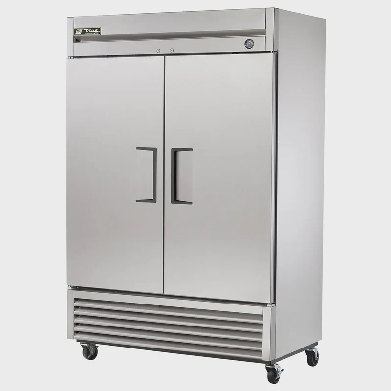 True 54 in. 49 cu ft. Stainless Steel Commercial Reach-in Dual Swing Door Fridge