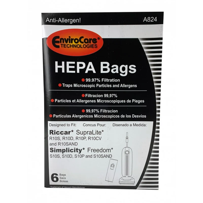 Sacs HEPA - filtre à 99,97% - conçu pour Riccar SupraLite et Simplicity Freedom