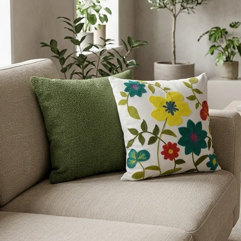 Set 2 coussins vert 45x45cm