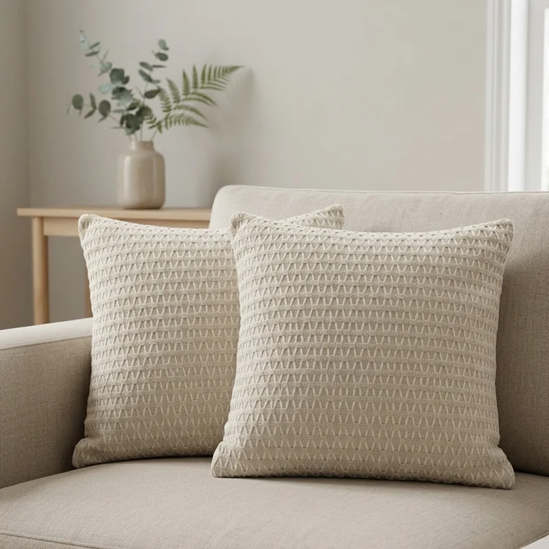 Set 2 coussins 45x45cm beige