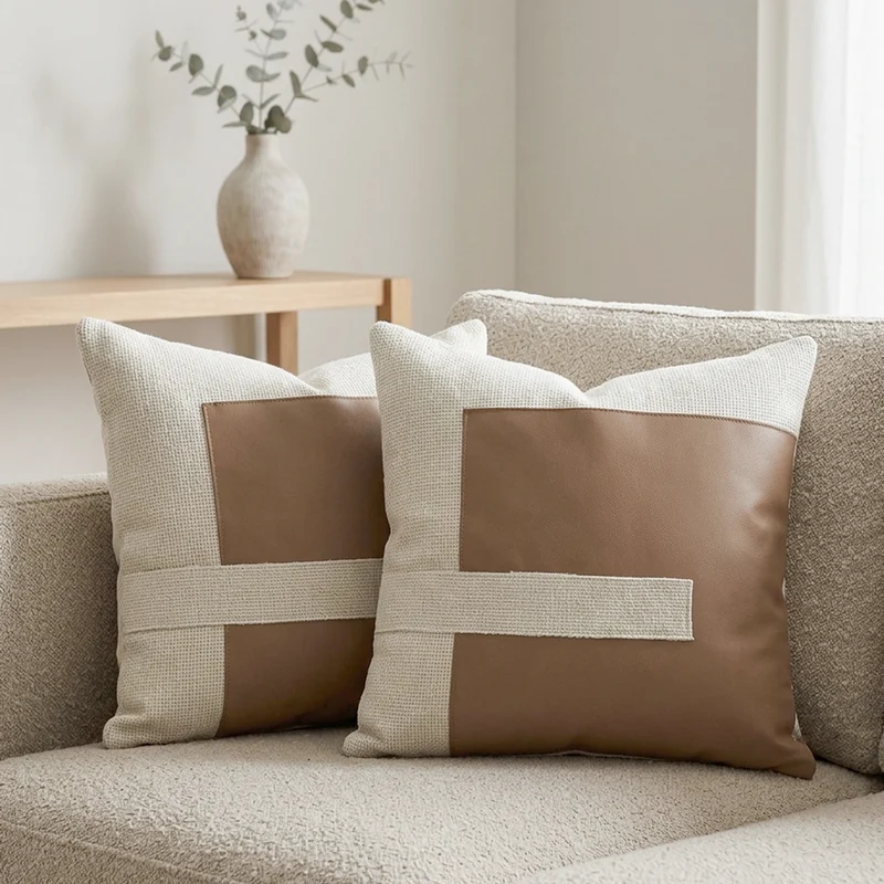 Set 2 coussins 45x45cm marron