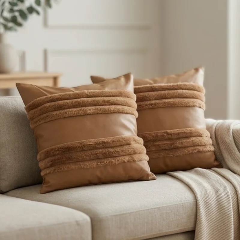 Set 2 coussins 45x45cm simili cuir