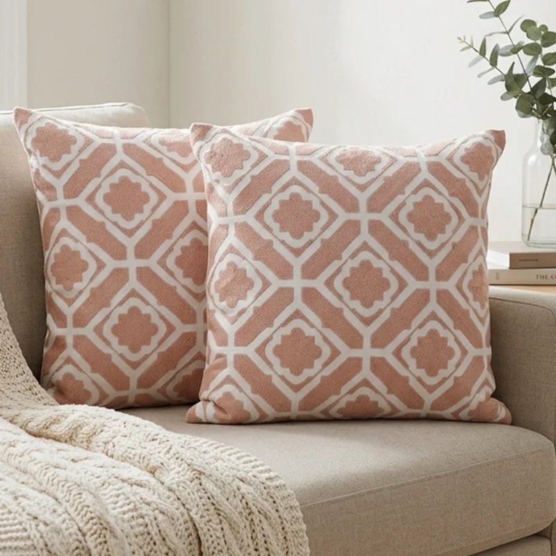 Set 2 coussins rose 45x45cm