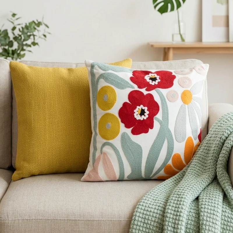 Set 2 coussins 45x45cm jaune