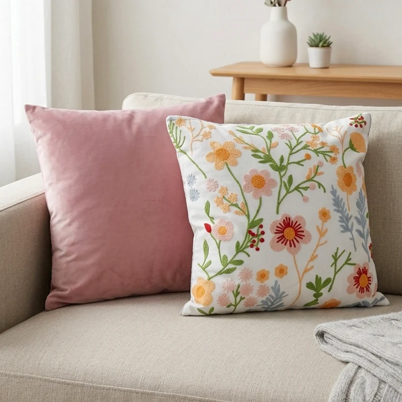 Set 2 coussins 45x45cm rose