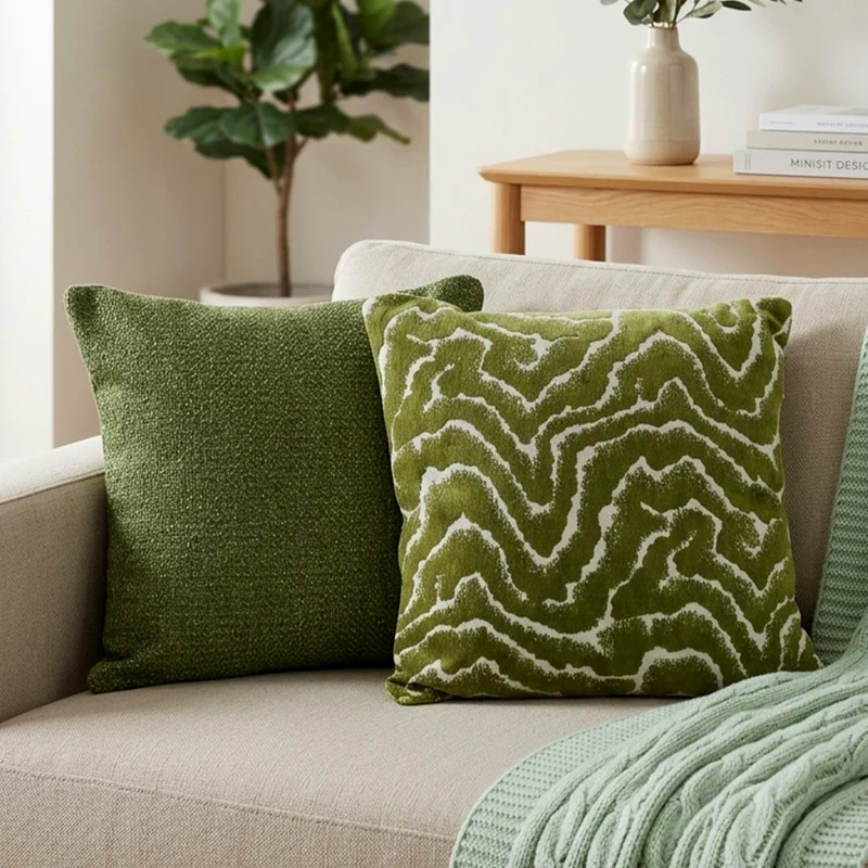 Set 2 coussins 45x45cm vert