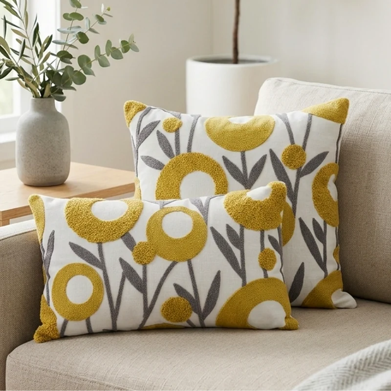 Set 2 coussins 45x45cm + 30x50cm fleur