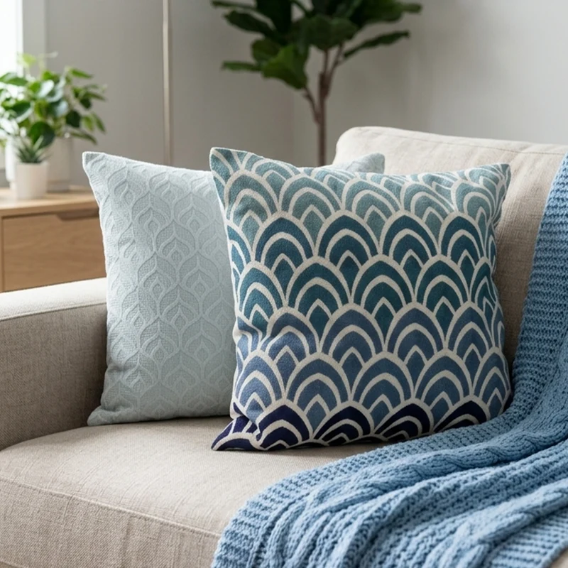 Set 2 coussins multi couleur bleu 45x45cm