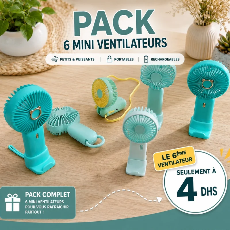 Set 6 mini ventilateurs USB 12cm + 16cm + 2x15cm + 2x17cm