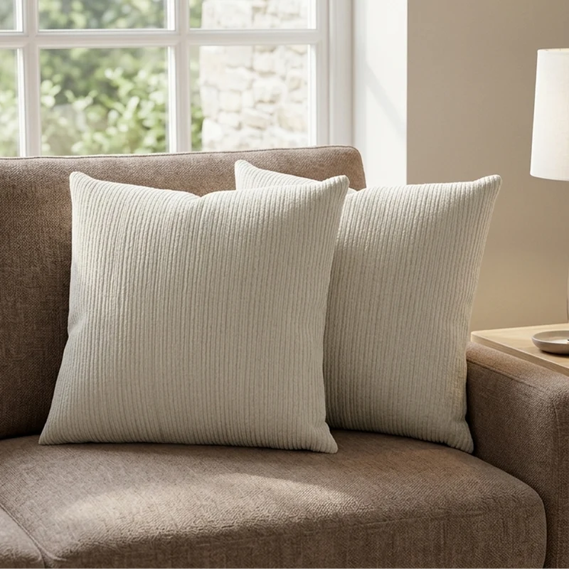 Set 2 coussins beige 45x45cm
