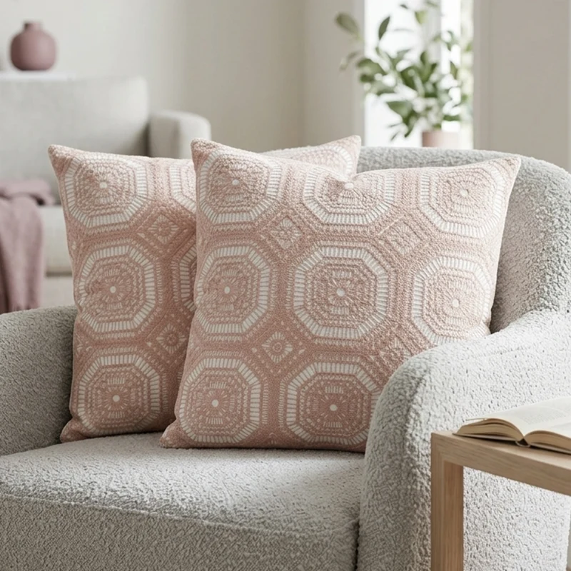 Set 2 coussins rose 45x45cm