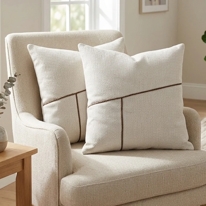 Set 2 coussins beige marron 45x45cm