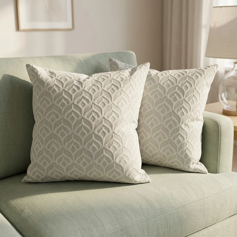 Set 2 coussins beige 45x45cm