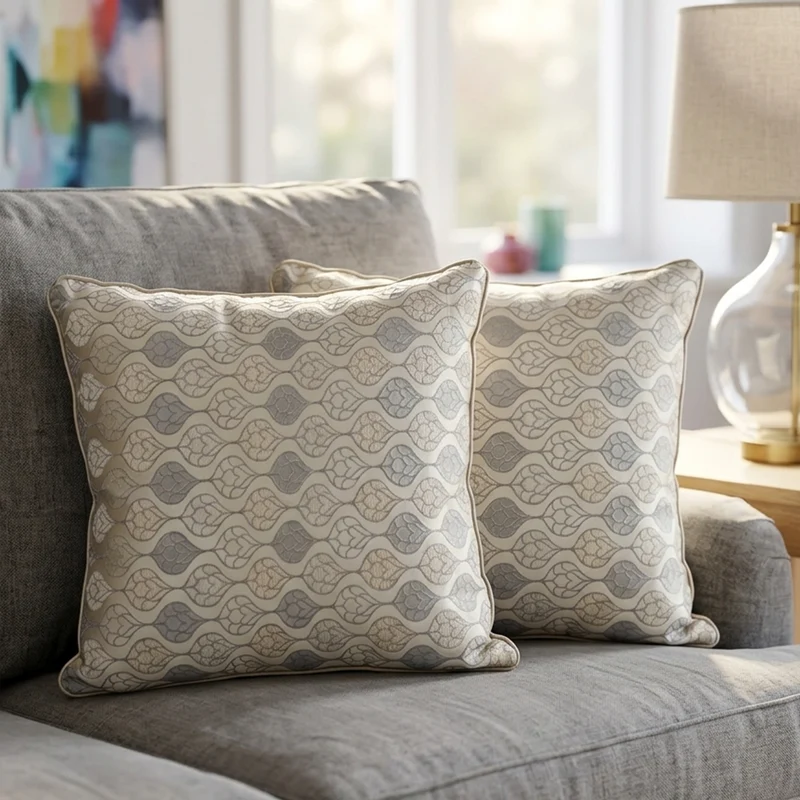 Set 2 coussins gris beige 45x45cm