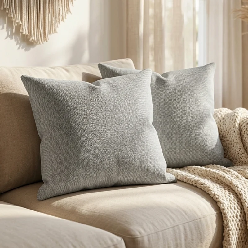 Set 2 coussins gris 45x45cm