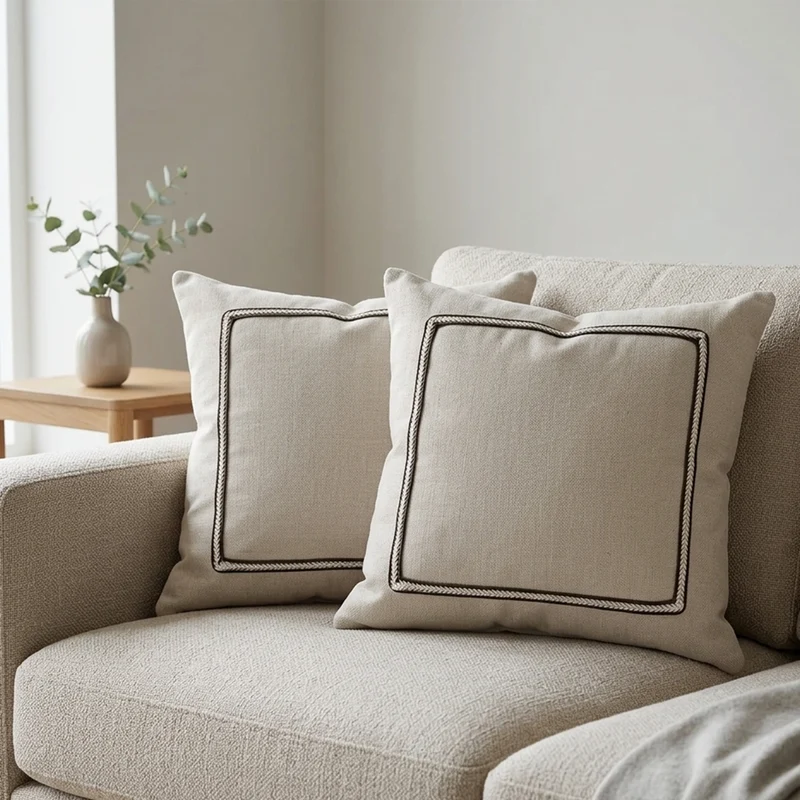 Set 2 coussins 45x45cm beige marron