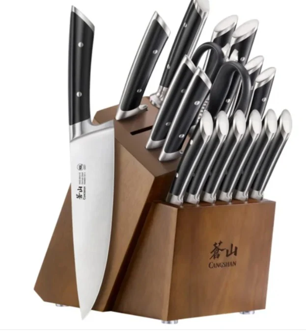 Cangshan Rainier Series 17 Piece Knife Block Set, Black