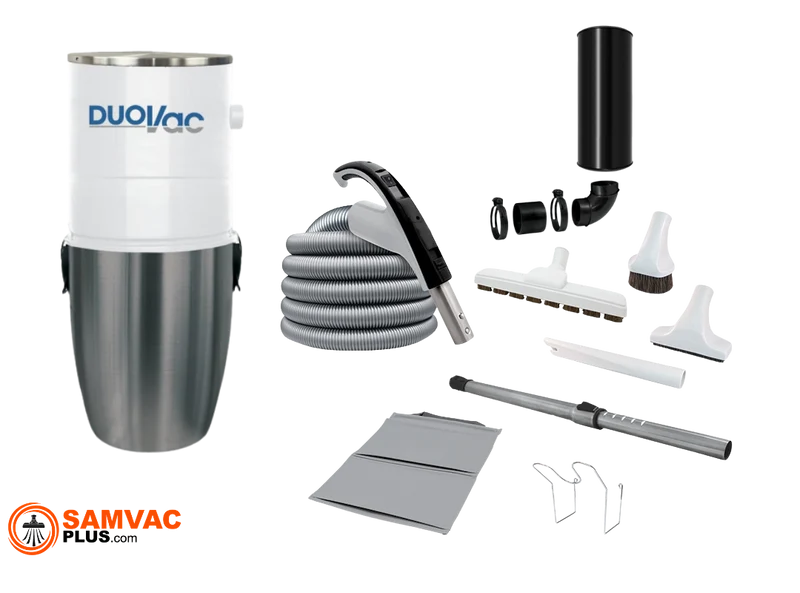 Duovac Air 10 + Electric On/Off Kit | Complete Central Vacuum Bundle for Apartments & Condos up to 3,500 ft²