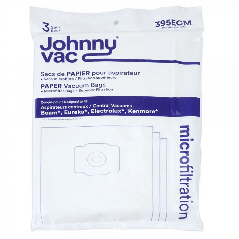 Sac microfiltre pour aspirateur central Beam, Eureka, Electrolux et Kenmore - paquet de 3 sacs